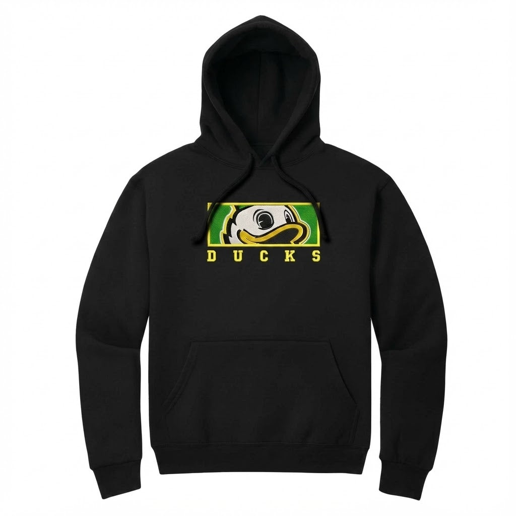 Ducks Peek-A-Boo Embroidered Hoodie - Cozy & Stylish Fan Gear | Black Pullover Sweatshirt